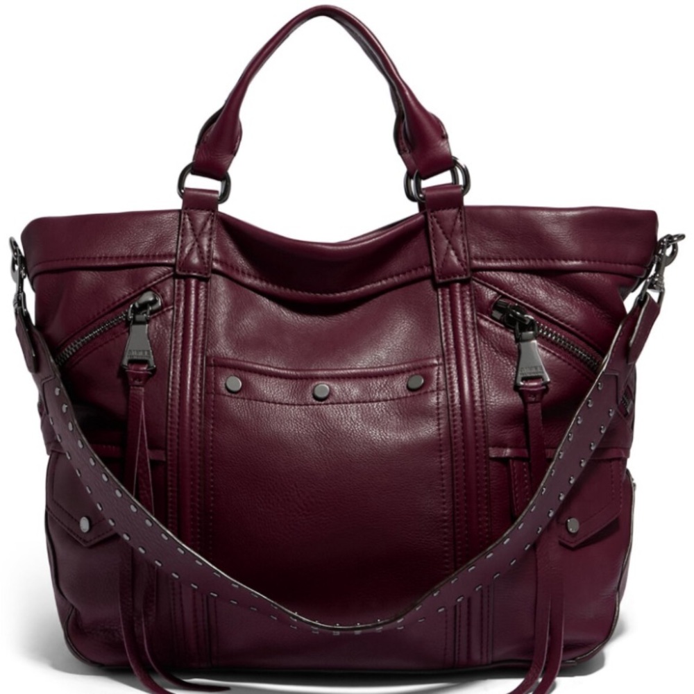 Women's Leather Tote Bag in Deep Burgundy
